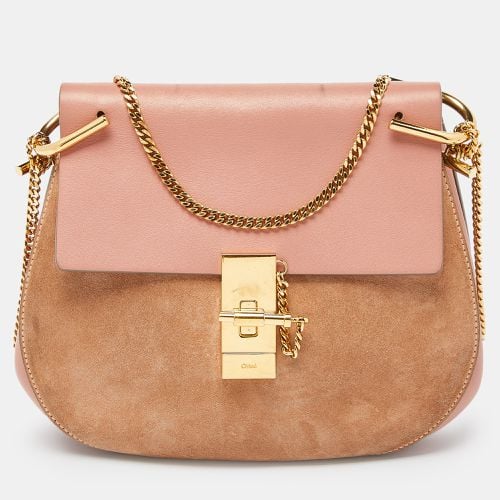 Two Tone Peach Leather and Suede Medium Drew Shoulder Bag - Chloe - Modalova