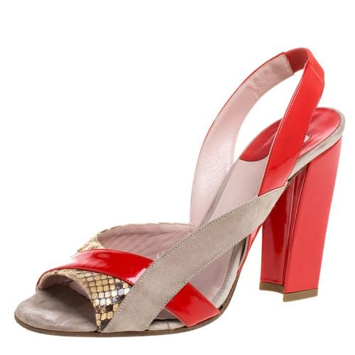 Tricolor Python Trim And Patent Leather Slingback Sandals Size 36.5 - Chloe - Modalova