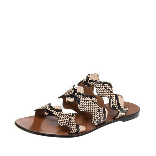 Two Tone Python Embossed Leather Lauren Strappy Flat Sandals Size 39 - Chloe - Modalova