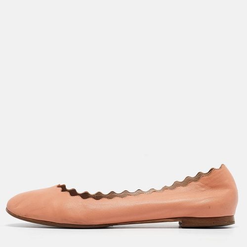 Peach Scalloped Leather Lauren Ballet Flats Size 37 - Chloe - Modalova