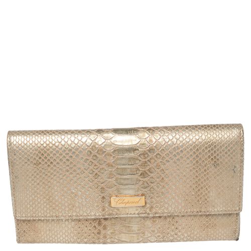 Gold Python Embossed Leather Continental Wallet - Chopard - Modalova