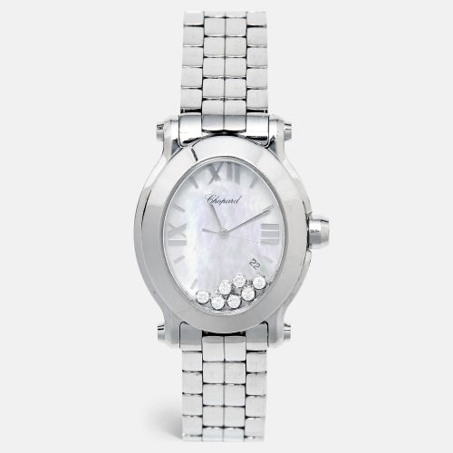 White Mother Of Pearl Stainless Steel Diamond Happy Sport 8546 Women's Wristwatch 30 mm - Chopard - Modalova