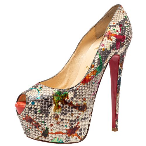 Python Carnival Highness Peep Toe Platform Pumps Size 38.5 - Christian Louboutin - Modalova