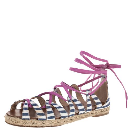 Fabric Espadrille Ankle Wrap Flat Sandals Size 36 - Christian Louboutin - Modalova