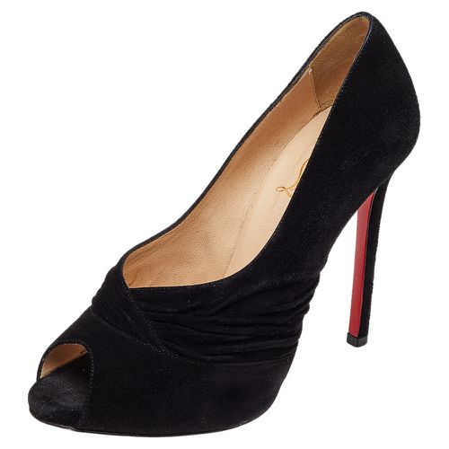 Suede Ruched Detail Drapadita Peep Toe Pumps Size 37.5 - Christian Louboutin - Modalova