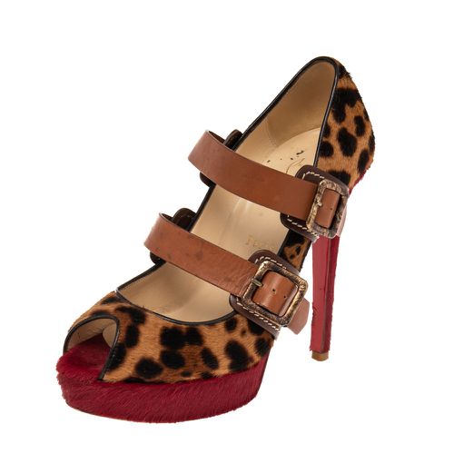 Pony Hair And Leather Bikini Peep Toe Pumps Size 38.5 - Christian Louboutin - Modalova