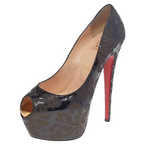 Patent Leather Highness Arabesque Motif Peep Toe Platform Pumps Size 38.5 - Christian Louboutin - Modalova