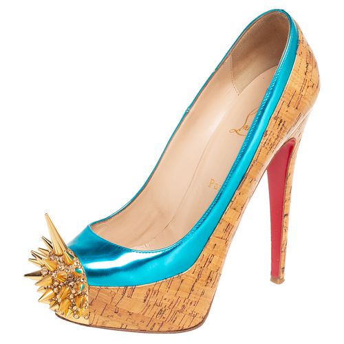 Blue Leather And Cork Asteroid Pumps Size 38 - Christian Louboutin - Modalova