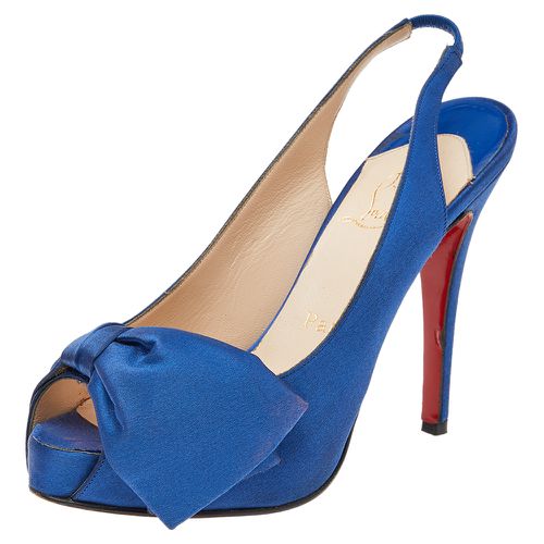 Satin Bow Platform Slingback Sandals Size 37.5 - Christian Louboutin - Modalova