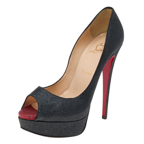 Shimmer Fabric New Very Prive Peep Toe Platform Pumps Size 38.5 - Christian Louboutin - Modalova