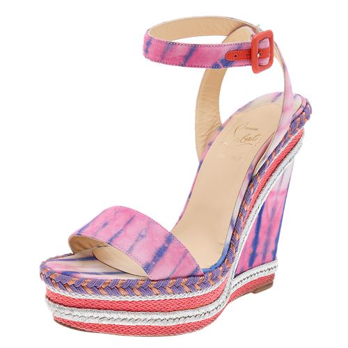 Fabric New Duplice Ankle Strap Wedges Platform Sandals Size 39 - Christian Louboutin - Modalova