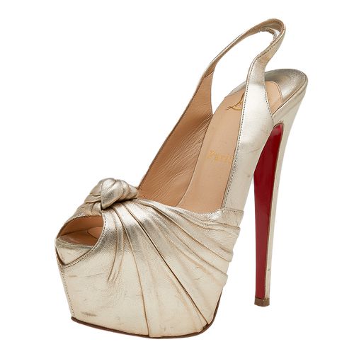 Leather Jenny Knotted Platform Slingback Sandals Size 37 - Christian Louboutin - Modalova