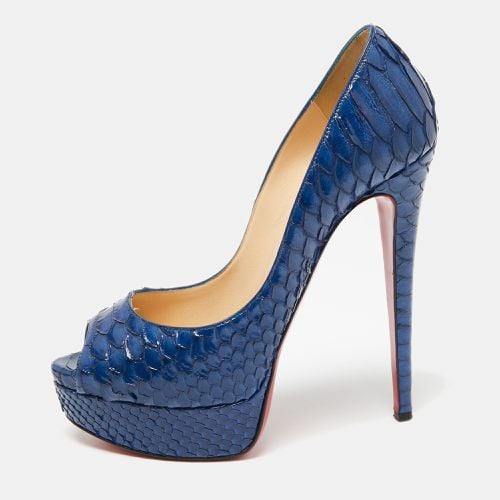 Python Leather Lady Peep Platform Pumps Size 37 - Christian Louboutin - Modalova