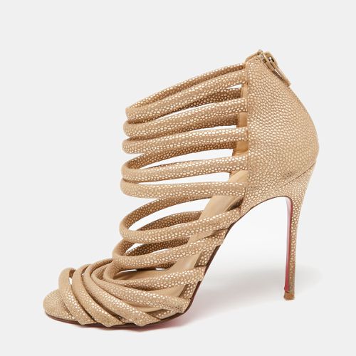 Brown Textured Suede Open-Toe Strappy Sandals Size 37 - Christian Louboutin - Modalova