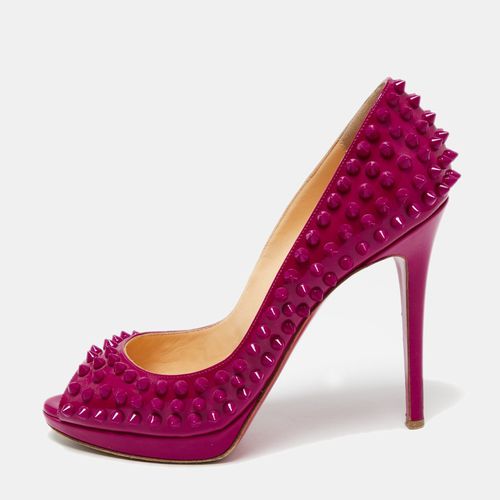 Hot Patent Leather Yolanda Spiked Peep-Toe Pumps Size 38.5 - Christian Louboutin - Modalova