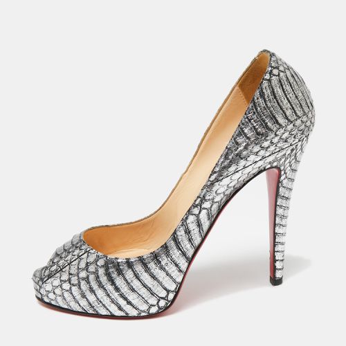 Black Water Snake Leather Very Prive Peep-Toe Pumps Size 37 - Christian Louboutin - Modalova