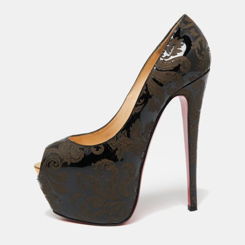 Brown Patent Leather Arabesque Highness Peep-Toe Pumps Size 36.5 - Christian Louboutin - Modalova