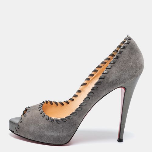 Suede Whipstitch Very Prive Peep-Toe Pumps Size 41 - Christian Louboutin - Modalova