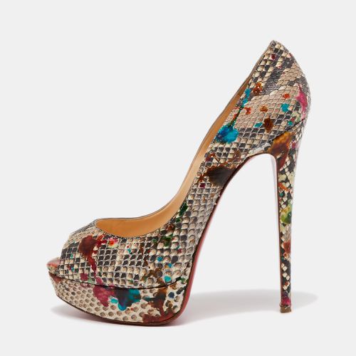 Python Leather Lady Peep Toe Platform Pumps Size 40 - Christian Louboutin - Modalova