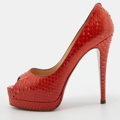 Python Leather Altadama Peep Toe Platform Pumps Size 37 - Christian Louboutin - Modalova