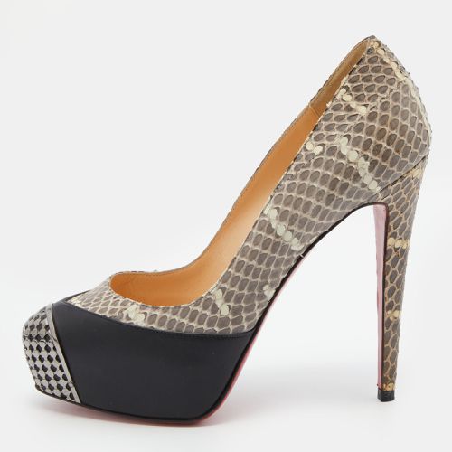 Grey Snakeskin Leather Maggie Platform Pumps Size 37.5 - Christian Louboutin - Modalova