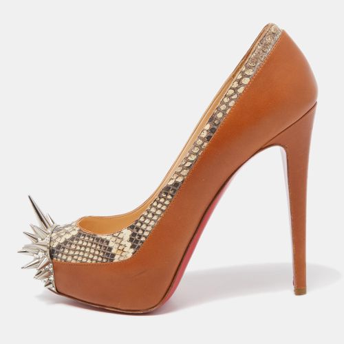 Python and Leather Asteriod Spiked Pumps Size 37.5 - Christian Louboutin - Modalova