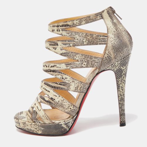 Yellow Lizard Leather 'Fernando' Cage Sandals Size 37 - Christian Louboutin - Modalova