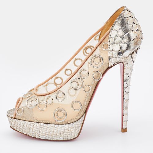 Python and Mesh Rings Pierce 140 Peep Toe Platform Pumps Size 38 - Christian Louboutin - Modalova