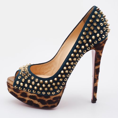 Suede and Calfhair Lady Peep-Toe Spikes Platform Pumps Size 36 - Christian Louboutin - Modalova