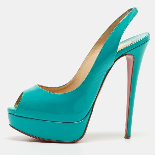 Turquoise Patent Leather Lady Peep Sling Pumps Size 39.5 - Christian Louboutin - Modalova