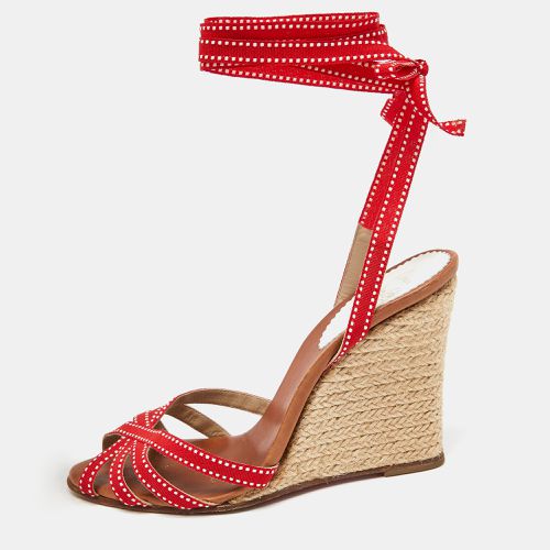 Fabric Wedge Espadrille Ankle Wrap Sandals Size 37 - Christian Louboutin - Modalova