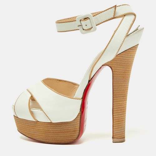 Leather Criss Cross Platform Ankle Strap Sandals Size 36.5 - Christian Louboutin - Modalova