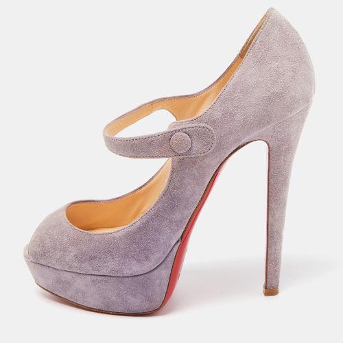 Suede Zeppa Peep Toe Mary Jane Pumps Size 37 - Christian Louboutin - Modalova