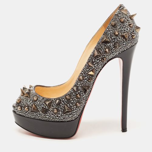 Crystal Embellished Leather Lady Peep Spikes Pumps Size 37.5 - Christian Louboutin - Modalova