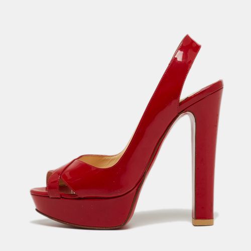 Patent Leather Marpoil Peep Toe Platform Slingback Sandals Size 37.5 - Christian Louboutin - Modalova