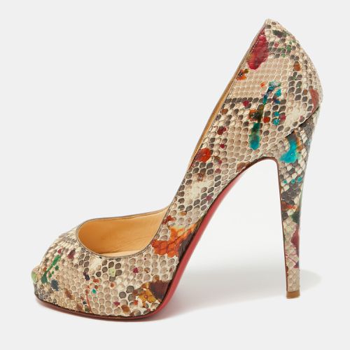 Python Leather Lady Peep Toe Platform Pumps Size 39 - Christian Louboutin - Modalova