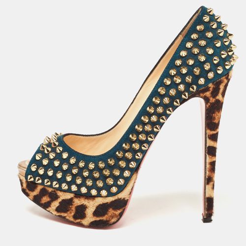 Suede and Leopard Calf Hair Lady Peep Spikes Platform Pumps Size 36.5 - Christian Louboutin - Modalova