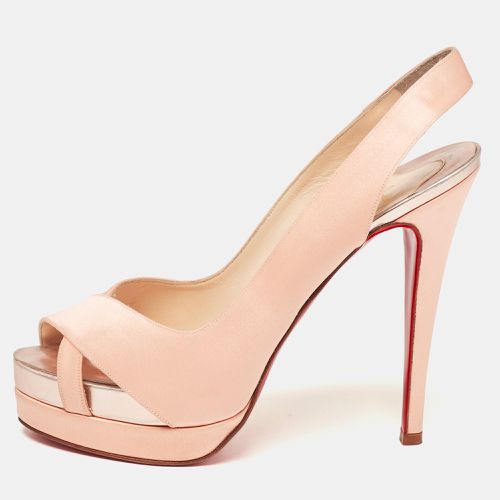 Satin Open Toe Platform Slingback Sandals Size 39.5 - Christian Louboutin - Modalova