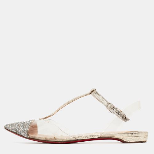 Gold Coarse Glitter and PVC Nosy T-Strap Flats Size 37.5 - Christian Louboutin - Modalova