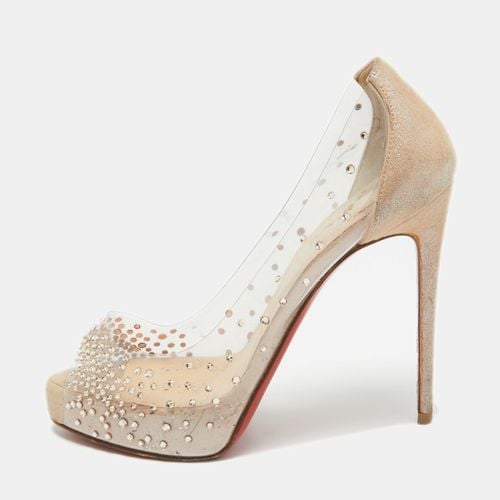 PVC and Glitter Nubuck Very Strass Peep Toe Pumps Size 34 - Christian Louboutin - Modalova