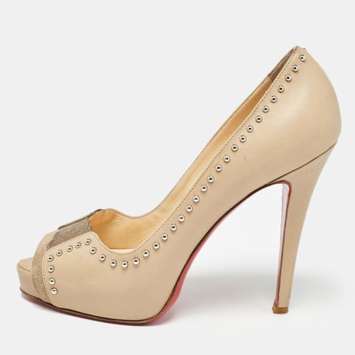 Leather and Suede Open Toe Pumps Size 37.5 - Christian Louboutin - Modalova