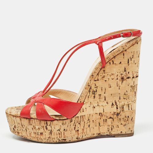 Leather Strappy Cork Wedge Sandals Size 38.5 - Christian Louboutin - Modalova