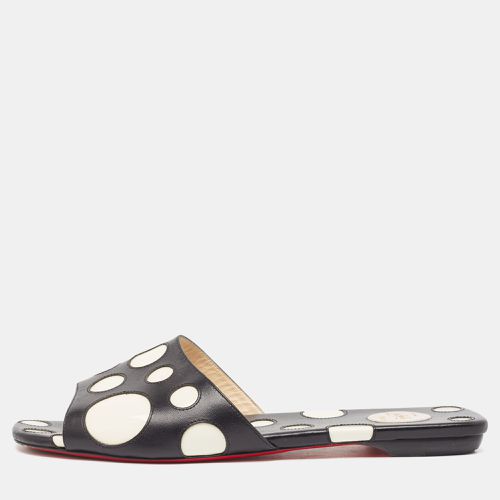 White Leather and Patent Polka Dot Flat Slides Size 40 - Christian Louboutin - Modalova