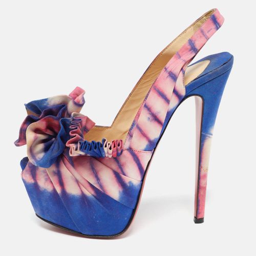 Blue/ Printed Fabric High Boubou Bazin Slingback Pumps Size 37 - Christian Louboutin - Modalova