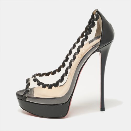 Black PVC and Patent Fictoire Peep Toe Pumps Size 37 - Christian Louboutin - Modalova