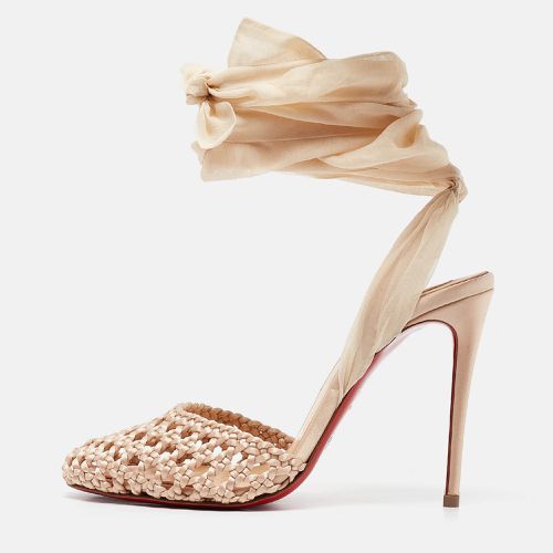 Woven Satin and Fabric Ankle Tie Pumps Size 35.5 - Christian Louboutin - Modalova