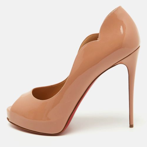 Nude Patent Leather Hot Chick Alta Peep Toe Pumps Size 40 - Christian Louboutin - Modalova