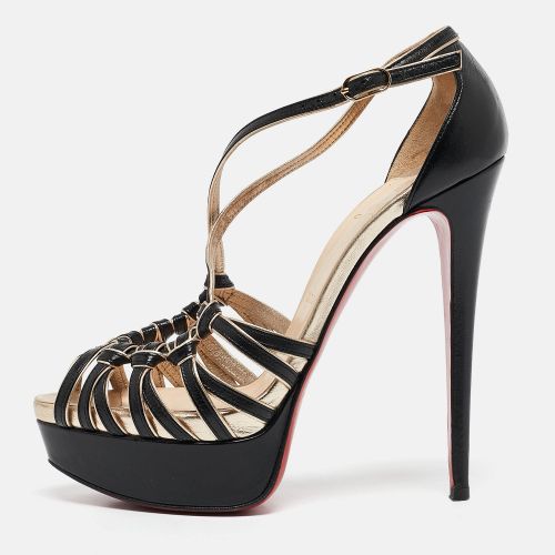 Gold Leather Strappy Platform Sandals Size 37.5 - Christian Louboutin - Modalova