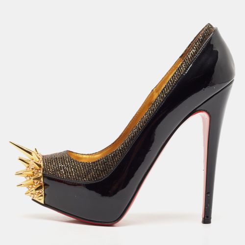 Gold Patent Leather and Lurex Fabric Asteroid Spike Pumps Size 36.5 - Christian Louboutin - Modalova