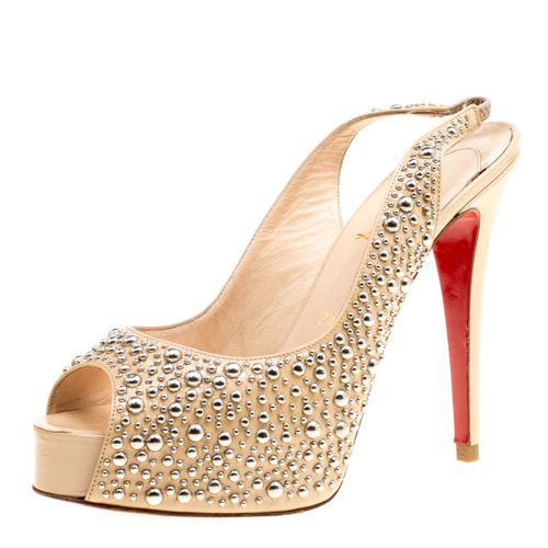 Studded Patent Leather Star Prive Peep Toe Slingback Sandals Size 39 - Christian Louboutin - Modalova